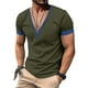 thumbnail image 1 of pstuiky camisetas de hombre, Camisa informal de color liso con botones y cuello en V y manga corta para hombre ropa de hombre xl, 1 of 9