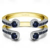 10k Solid Gold Sapphire Chevron Shared Prong Ring Guard (0.6ctw)