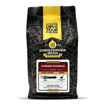 Christopher Bean Coffee Flavored Decaffeinated Ground Coffee, Cookie Doodle, 12 Ounce Bag