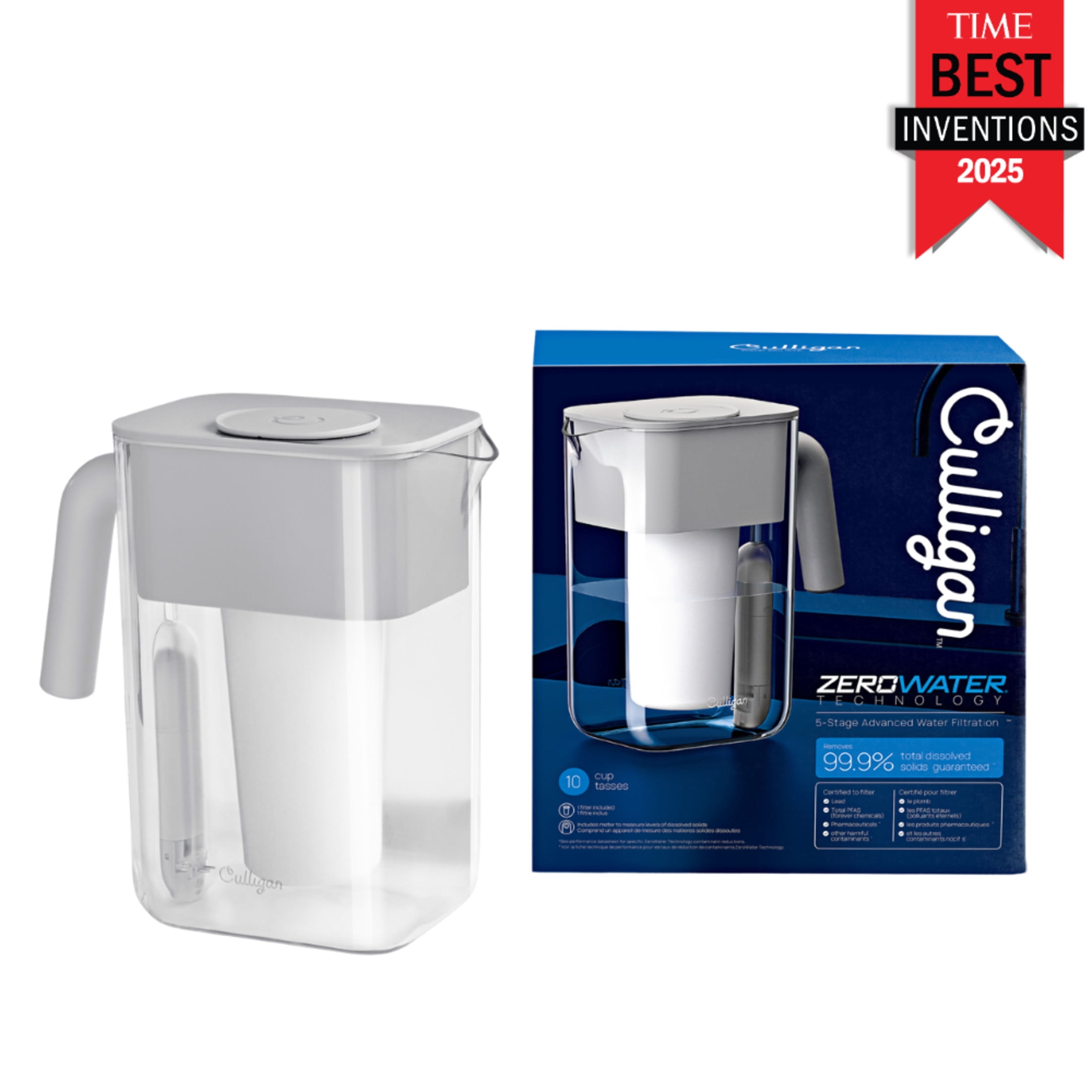 Culligan with ZeroWater Technology 10 Cup Water Filtration Pitcher with 5-Stage Advanced Water Filter