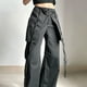 thumbnail image 5 of Pantalones Y2K Pantalones Largos Vintage Mujer Pantalones Holgados Negros con Bolsillos Grandes (Negro S) Kuymtek Negro T S para Mujer, 5 of 6