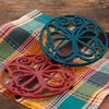 The Pioneer Woman Timeless Beauty 2-Pack 8" Claret & Teal Enameled Cast Iron Trivet Set