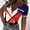 Blue Red, variant on MORTTIC Women's Color Block Zipper T-Shirt, Casual Short Sleeve Summer Top, S