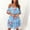 Light Blue, variant on Women's Floral Print Cold-Shoulder Chiffon Mini Dress – Ruffle Sleeve Boho Summer Beach Vacation Sweet Everyday Wear Black,M