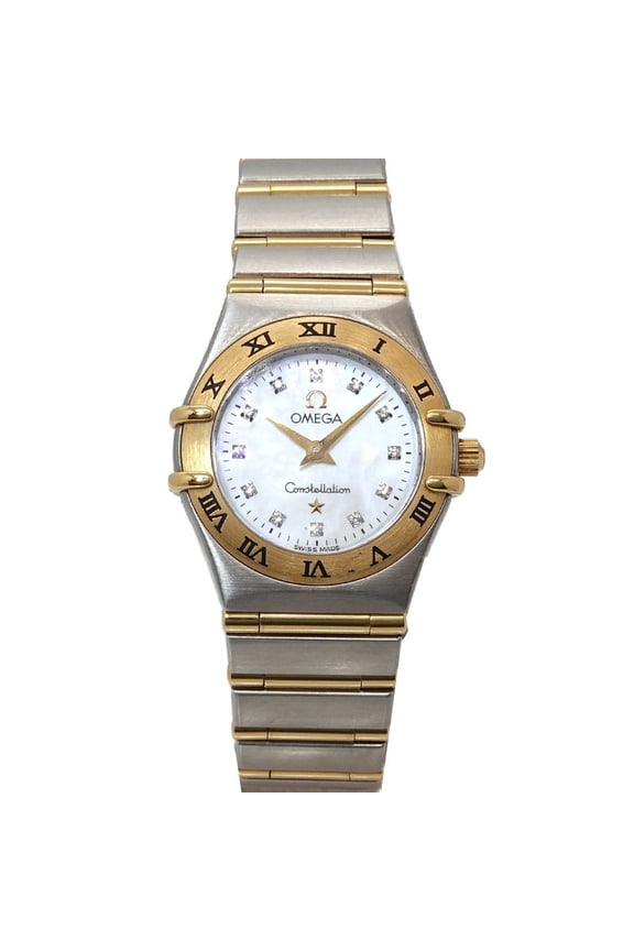 Pre-Owned Omega Constellation Mini Combination 1262 75 Ladies' Watch with 12 Diamonds, White...