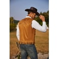 thumbnail image 5 of COOFANDY Men's Western Cowboy Vest Casual Fringe Hippie Costume V Neck Zipper Suede Leather Waistcoat, 5 of 9