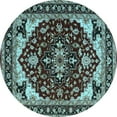 thumbnail image 1 of Ahgly Company Indoor Round Oriental Light Blue Industrial Area Rugs, 3' Round, 1 of 4
