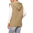 thumbnail image 3 of Chaleco acolchado sin mangas de invierno para mujer Inspire Chic, chaleco con capucha y cremallera, talla S, color caqui, 3 of 6