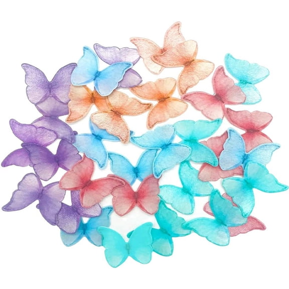 vlrwzc 48pcs Wafer Paper Butterflies Cake Decor Butterfly Cake Decorations 3D Butterfly Cupcake Toppers for Wedding Birthday Baby Shower Cake Decor
