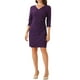 thumbnail image 2 of Vestido envolvente Inspire Chic para mujer, con mangas 3/4, escote en V, vestido midi elegante y casual para invitadas de boda, talla XL, color púrpura, 2 of 6