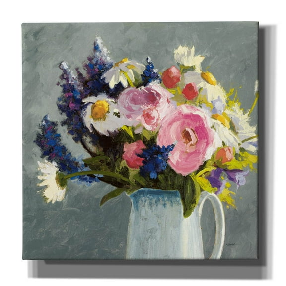 Epic Graffiti 'Bouquet In Spanish Jug 2 Gray' by Shirley Novak Canvas Wall Art, 18" x 18"