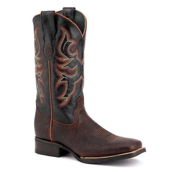 FERRINI Men's Blaze Square Toe Western Boots, Color: Chocolate, Size: 10