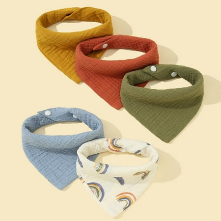 

SEFUONI 5PCS Baby Bibs Thick Handkerchief Kids Feeding Burp Cloth Nursery Room Supply