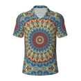 thumbnail image 2 of Daiia Round Mandala Pattern Men’s Polo Shirts,Solid Deck Shirt,Classic Fit, Breathable Cotton Polo for Casual and Sport Wear-Large, 2 of 7