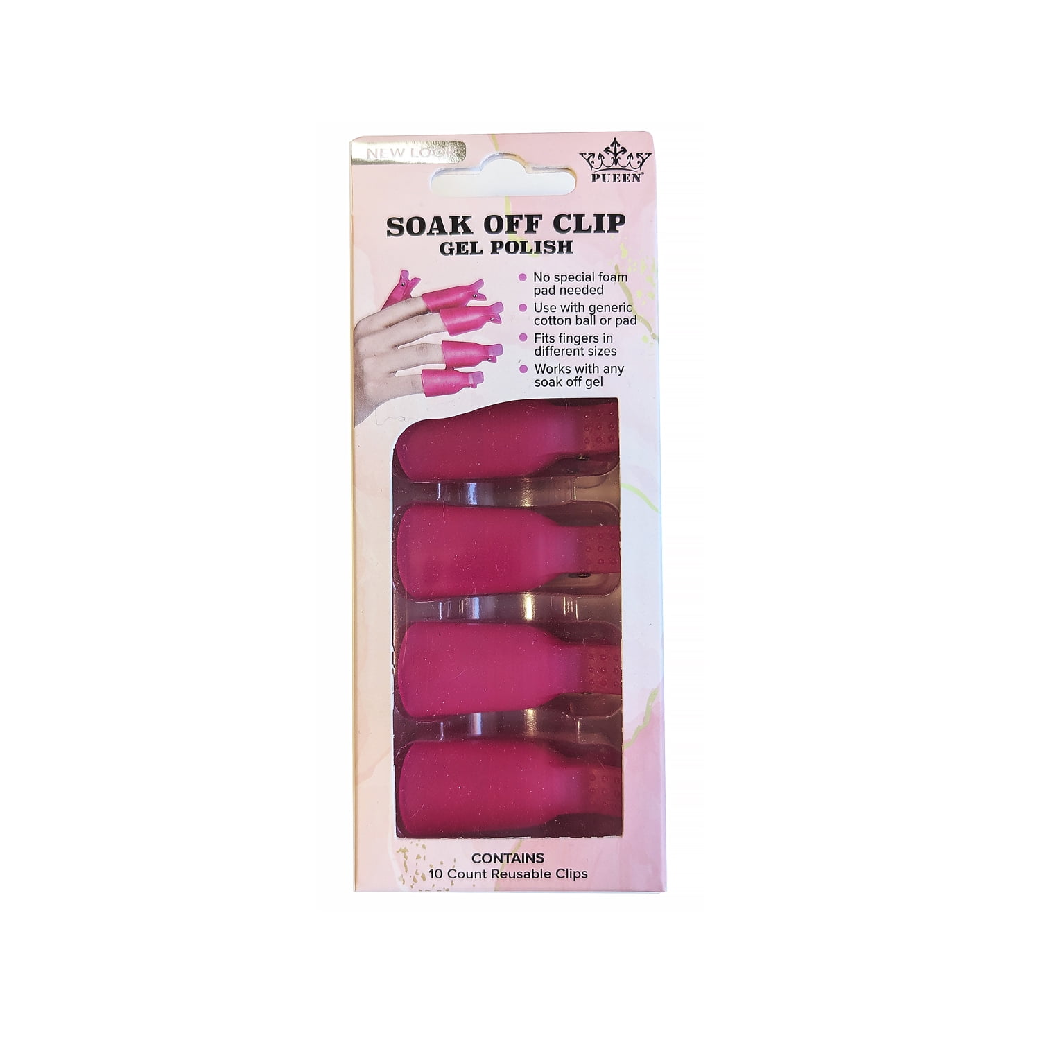 Pueen Reusable Plastic Nail Soaker Cap Clips for Gel Polish Removal, 10 Count
