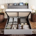 thumbnail image 5 of Amolife Queen Size Lift Up Storage Platform Bed Frame with Velvet Built-in Charging Station Wingback Headboard, Grey, 5 of 15