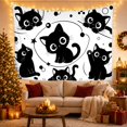 thumbnail image 3 of Moon Stars Cats with Front Facing Sitting Upright, Playful Illustration for Cat Lovers, Animal Wall Decor, Housewarming Gift, Tapestry Wall Hanging for Bedroom and Dorm, 3 of 7