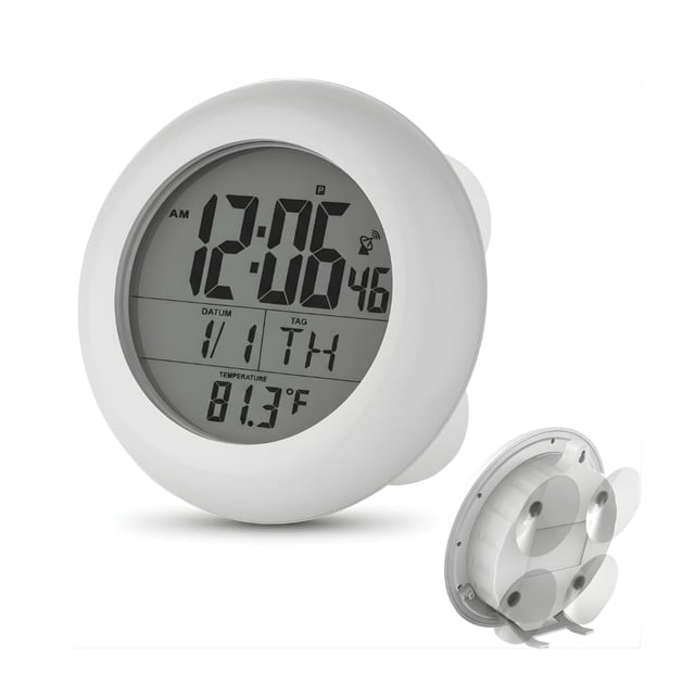 Reloj de ducha Ken-Tech digital atómico impermeable de 11,5 cm