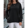 thumbnail image 5 of Female Oversized Sweatshirts Long Sleeve Hoodies Shirts Fall Side Slit Pullover Top Teen Outfits Black XXL, 5 of 10