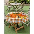 thumbnail image 3 of Outdoor Tablecloth with Umbrella Hole and Zipper, Thanksgiving Round Table Cloth 54 Inch Waterproof Tablecloth, Fall Pumpkin Sunflowers Orange White Plaid Picnic Table Cover for Patio Camping, 3 of 7