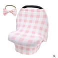 thumbnail image 5 of Plaid Breastfeeding Towel Hair Band Set Multi-function Safety Seat Cover Baby Bow Hair Band, 5 of 5