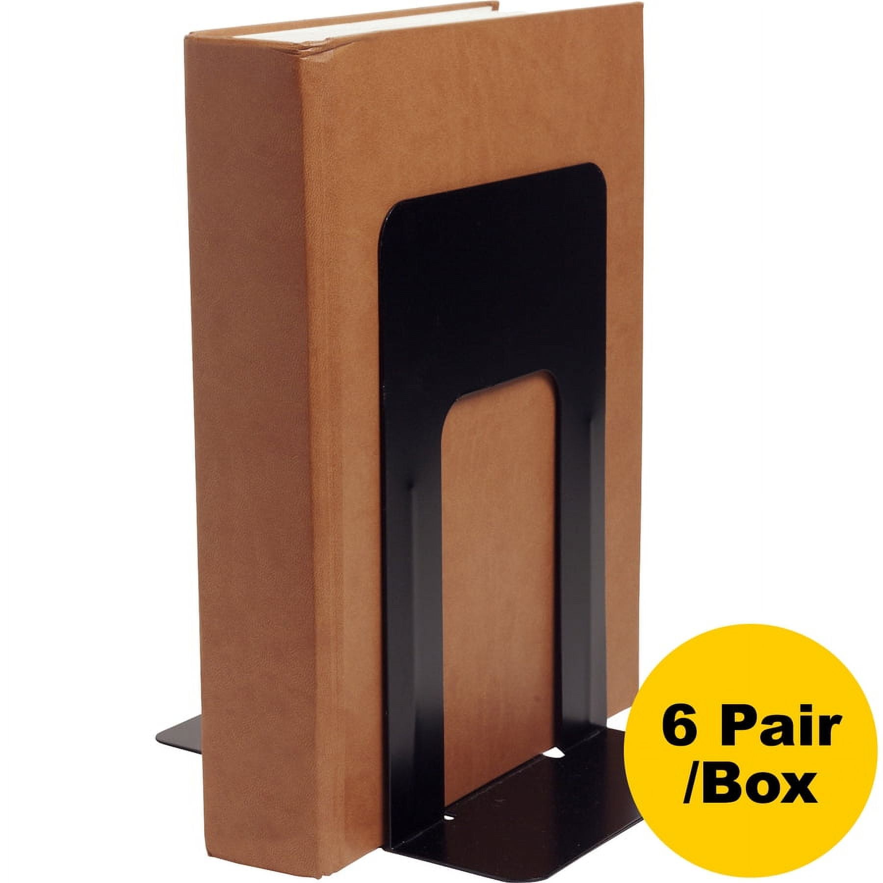 Business Source Heavy-gauge Steel Book Supports - 8.5" Height X 9" Width X 6" Depth - Desktop - Black - Steel - 12 / Box