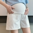 thumbnail image 2 of DeHolifer Maternity Shorts for Women Under Belly High Waisted Solid Color Casual Shorts with Pockets Beige XL, 2 of 3