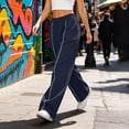 thumbnail image 5 of Jaunzuar Workout Pants Women Elastic Waist Straight Leg Sweatpants Versatile Running Casual Pants with Pocket L, 5 of 8