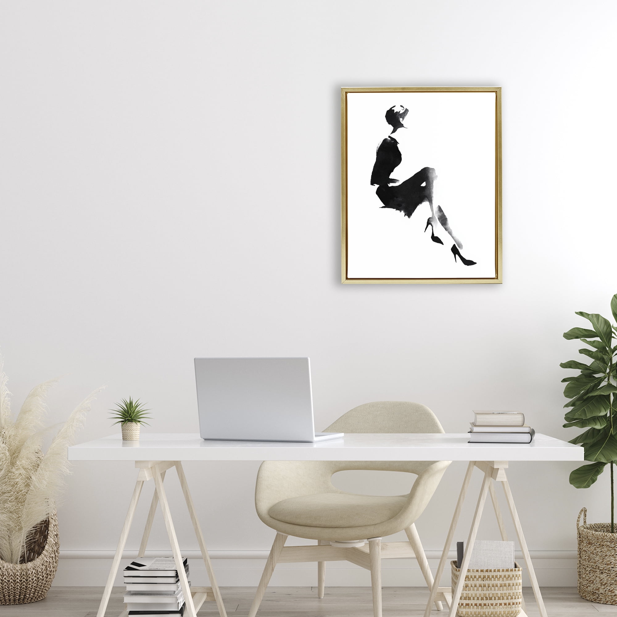 Stupell Industries Chic Silhouette Noir Gold Framed Floater Canvas Wall Art, design by Svetlana Aleynikova