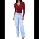 thumbnail image 3 of Camisas de Larga para Mujer, Ropa de Otoño, Blusas Henley, Blusas Informales de Negocios Acanaladas, Conjuntos de Moda. Vino Tinto L, 3 of 8
