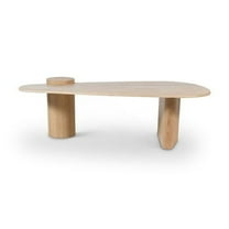 Meridian Furniture Taverna Natural Travertine / Oak Wood / Plywood Coffee Table