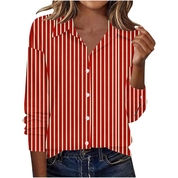 Camisas de Manga Larga para Mujeres Blusa de Trabajo Casual de Ajuste Suelto con Collar de Solapa Versátil Capa de Color Sólido