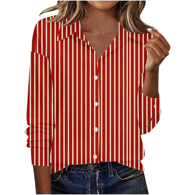 Camisas de Manga Larga para Mujeres Blusa de Trabajo Casual de Ajuste Suelto con Collar de Solapa Versátil Capa de Color Sólido