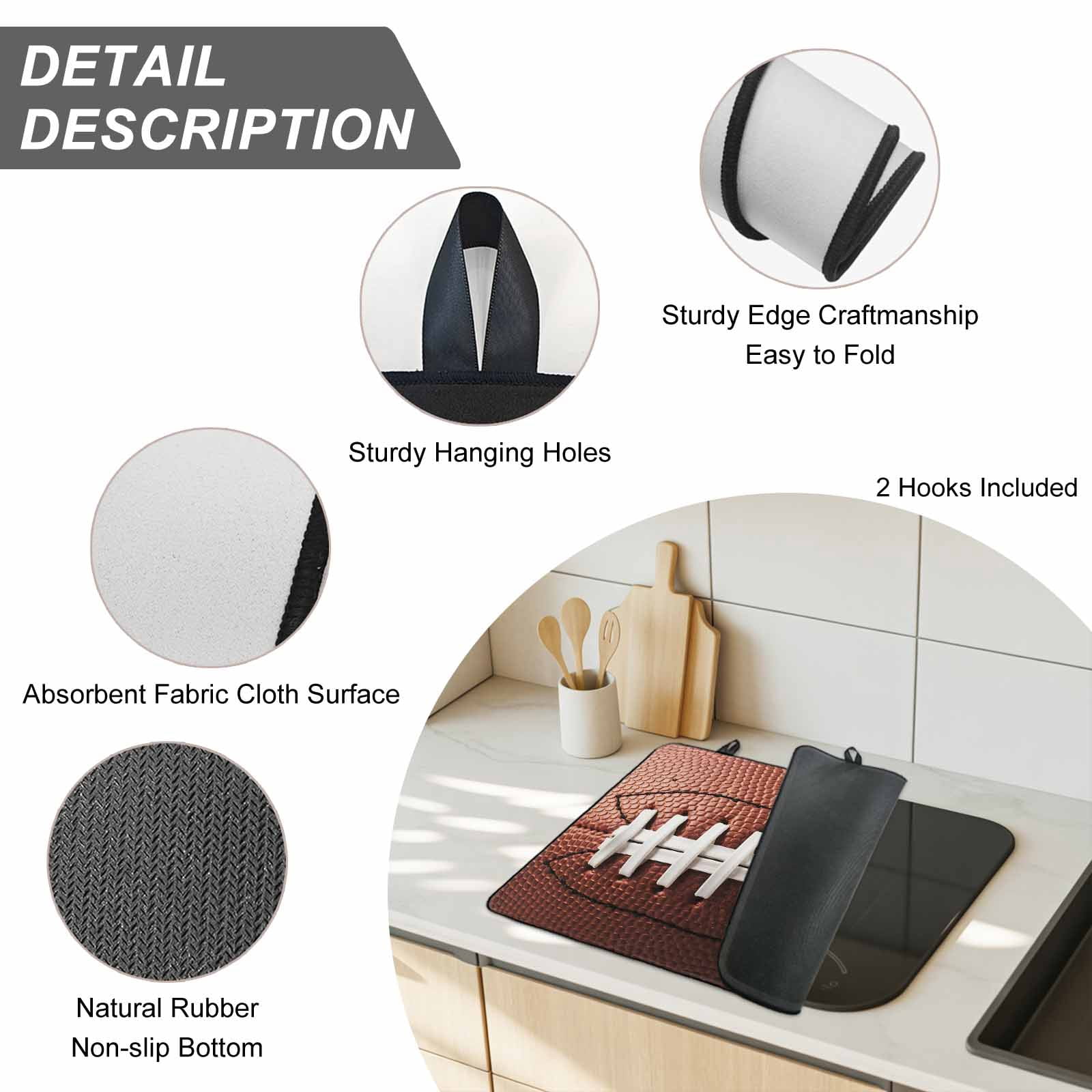 American Football Laces Stove Top Cover for Electric Stove, Heat-proof & Non Slip Glass Top Stove Cover Protector, Classic Rugby Sports Kitchen Flat Cooktop Rubber Mat 24x21 Inches