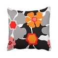 thumbnail image 1 of BOSDECO Retro Floral Pattern 1960s Collection Abstract Grey Red Pink Orange Black On White Pillowcase Cover 18x18 inch, 1 of 1