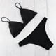 thumbnail image 3 of Conjuntos de bikini Prolriy para mujer, traje de baño liso de dos piezas con realce, acolchado, tankinis, color negro, talla M, 3 of 3
