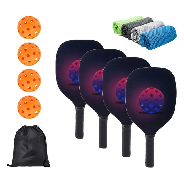 Wweixi Pickleball Paddles Set Rackets Storage Bag set:includes racket,pickle ball,storage bag,etc., Comfort Grip for Women Indoor Men 4 Racket Set