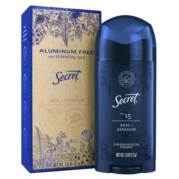 Secret Aluminum Free Deodorant for Women with Essential Oils Rose Geranium, 2.6 oz
