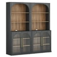 thumbnail image 7 of BELLEZE Glass Display Curio Cabinet Set of 2, 72" Tall Modern Wood 6-Tier Shelf Storage with Sturdy Aluminum Handle, Bookshelf Bookcase for Office, Living Room, Ebony, 7 of 7