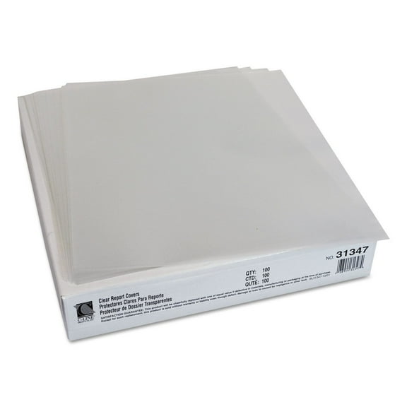 C-Line Report Covers, Economy Vinyl, Clear, 8 1/2 x 11, 100/BX