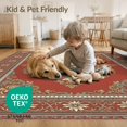 thumbnail image 4 of ODIKA 8'x10' Washable Area Rug Boho Faded Large Crimson Field Featuring Ornate Scrollwork Bohemian for Dining Room, Office, Lounge, Non-Slip Chair-Friendly Mat, 4 of 7