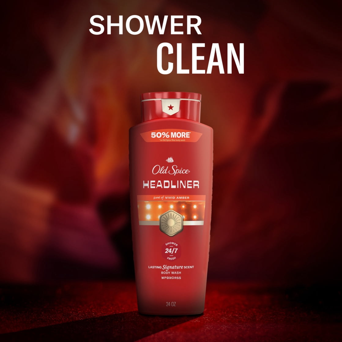 Old Spice Red Collection Body Wash for Men, Headliner Scent, Refreshing Clean, Moisturizing Formula, Long-Lasting Fragrance, 24oz (709ml)