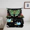 thumbnail image 5 of Homewish Bohemian Skull Moths Queen Comforter Set,Botanical Mushrooms Comforter Sets Queen,Black Green,Black Reversible,3 Pieces,1 Comforter and 2 Pillowcases, 5 of 7