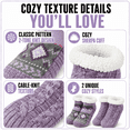 thumbnail image 2 of Girls Shortie Cabin Socks, 2 Pack, Soft Sole Sweater Knit with Silicone Grippers, PURPLE, S/M, 2 of 8