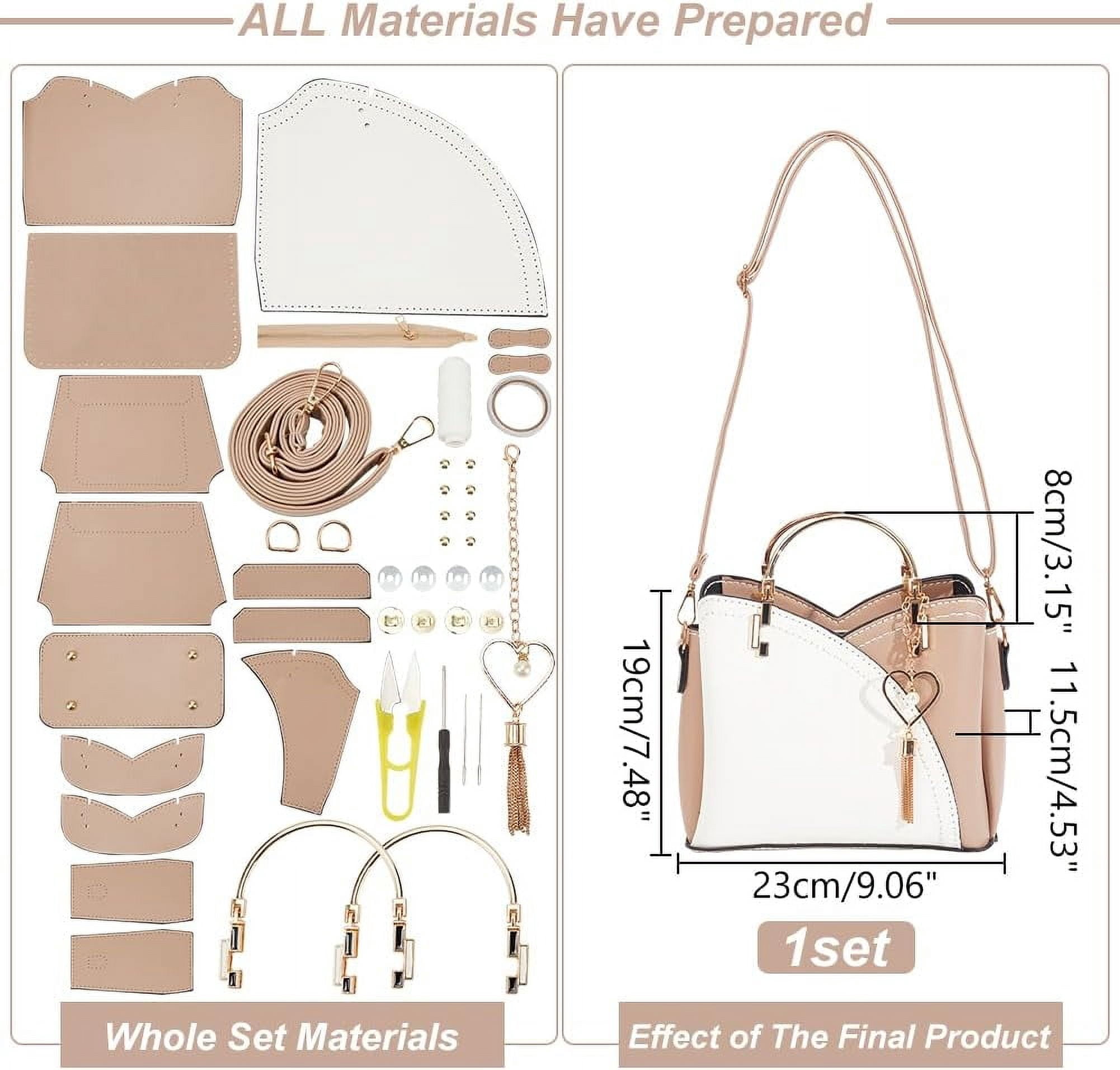 DIY Handbag Making Kit PU Leather Handmade Satchel Handbag Making Kit Leather Handmade Crossbody Bag DIY Kit for Handmade Bag Making Craft Wheat