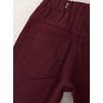 thumbnail image 4 of Zaldita Little Kids Boys Long Cargo Pants Elastic Waistband Casual Trousers with Pocket Burgundy 2-3, 4 of 6