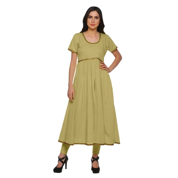 Moomaya Indian Women Cotton Front Slit Kurtis Solid Bollywood Designer Kurti