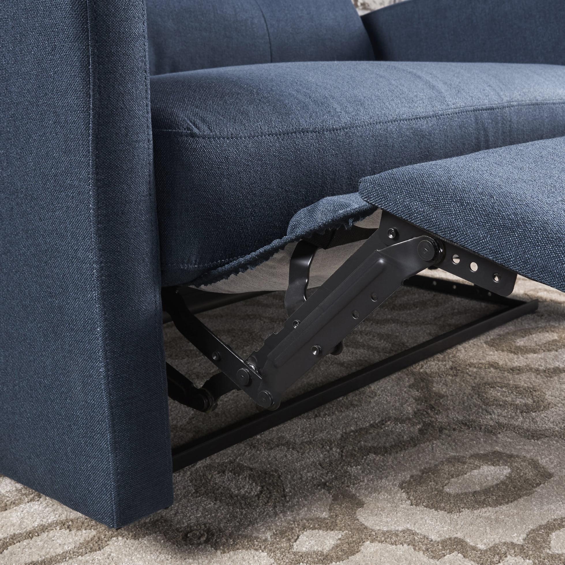 Cozy Double Seats Recliner Chair In Navy Blue Fabric For Relaxed Moments