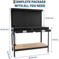 thumbnail image 2 of YUSAZENS 48 Inch Two Tier Workbench, Cold Rolled Steel Frame with Back Panel, Black Heavy Duty Storage Utility Table for Home Garage Organization, 2 of 6