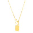 thumbnail image 1 of 14k Yellow Gold Paperclip Chain Necklace with Rounded Rectangle Pendant, 1 of 1